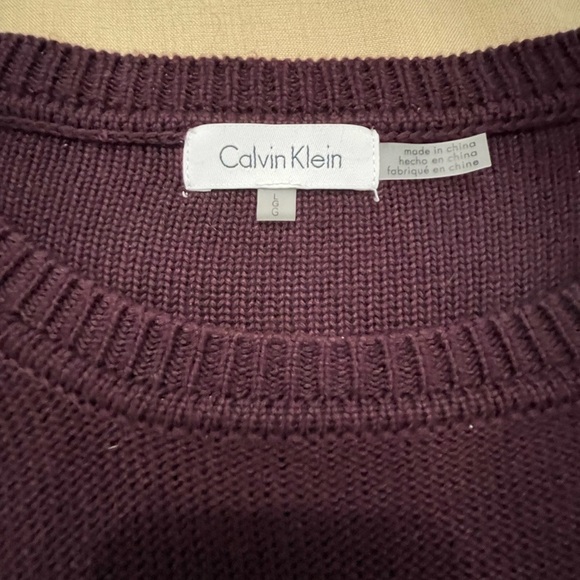 Calvin Klein women’s Knitted crew neck pullover sweater color Plum/ Aubergine L - Picture 5 of 6